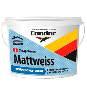 Краска Condor MATTWEISS белоснежная для потолков и стен