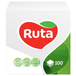 Салфетки бумажные Ruta белые 24х24