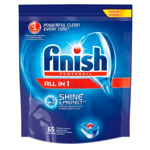 Средство для мытья посуды в таблетках Finish all-in-one Shine&Protect Lemon 65 шт
