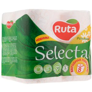 Бумага туалетная RUTA Selecta 8 рулонов 3-х слойная