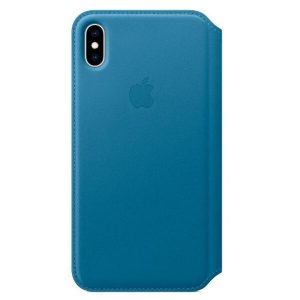 Чехол Apple Leather Folio для iPhone XS Max (голубой) MRX52ZM/A