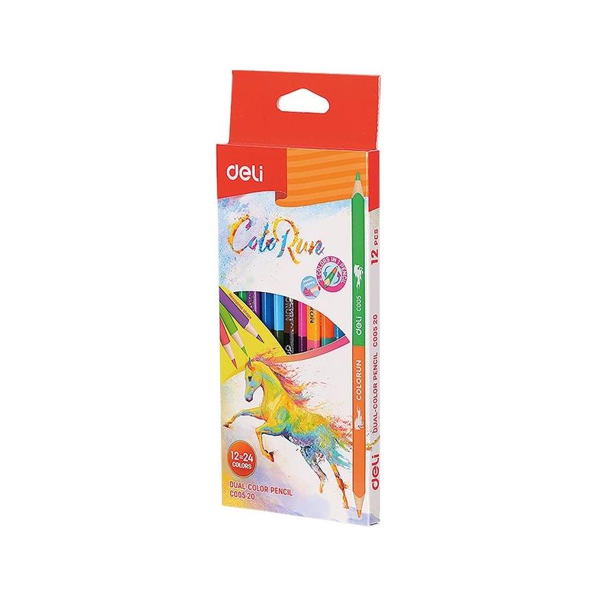 Карандаши цветные двухсторонние трехгранные 12/24 цв Color Run Карандаши цветные двухсторонние трехгранные 12/24 цв Color Run