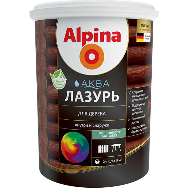 Лак акриловый Alpina Аква Лазурь для дерева Кедр 2 Лак акриловый Alpina Аква Лазурь для дерева Кедр 2