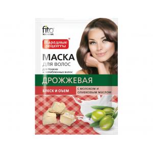 Маска д/волос FITO КОСМЕТИК Дрожжевая с молоком и оливковым маслом 30мл