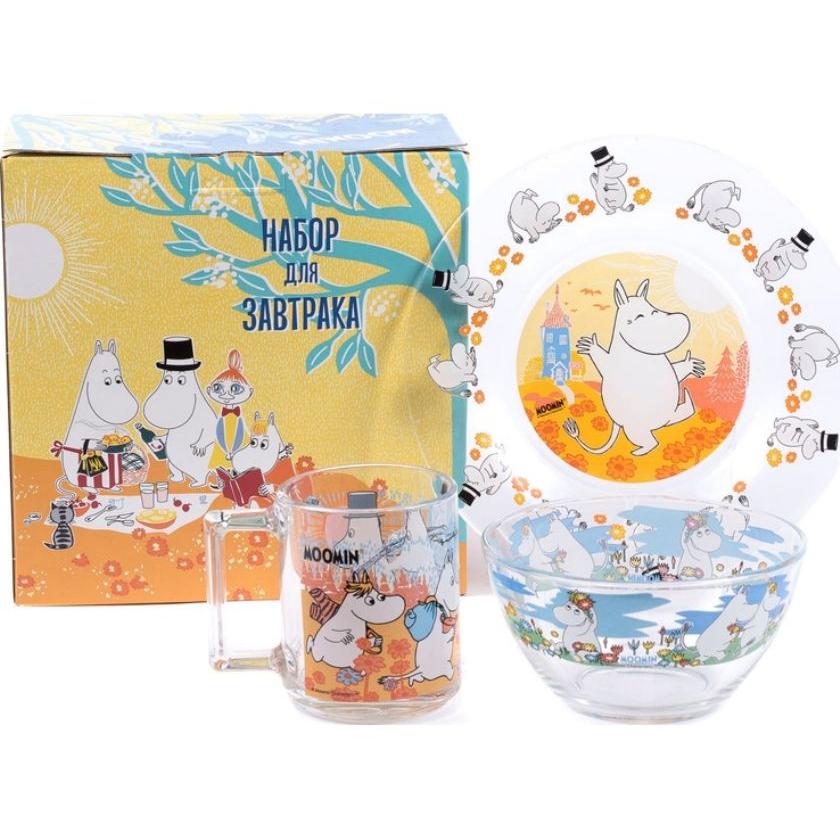 Н-р ДЛЯ ЗАВТРАКА стекл. детский Муми-тролли 3 предмета Н-р ДЛЯ ЗАВТРАКА стекл. детский Муми-тролли 3 предмета