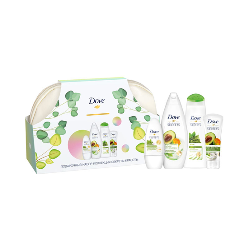 Набор подарочный DOVE Коллекция секреты красоты шампунь 250мл+гель для душа 250мл+крем для рук 75мл+антиперспирант 50мл+косметичка Набор подарочный DOVE Коллекция секреты красоты шампунь 250мл+гель для душа 250мл+крем для рук 75мл+антиперспирант 50мл+косметичка