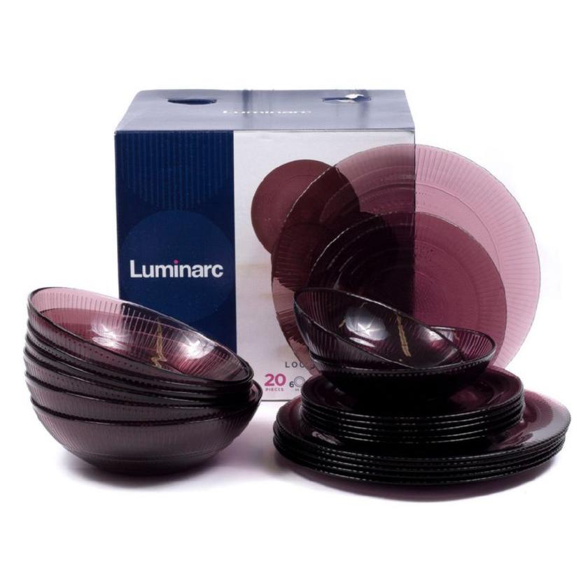 НАБОР ПОСУДЫ стеклянной Louison Lilac 20 пр.: 18 тарелок 19/20/25 см НАБОР ПОСУДЫ стеклянной Louison Lilac 20 пр.: 18 тарелок 19/20/25 см