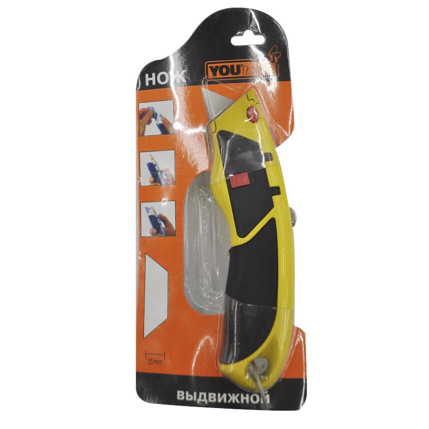 Нож выдвижн. (лезвие 25мм) металл. с рез. вставк. E-2039Z YOURTOOLS Нож выдвижн. (лезвие 25мм) металл. с рез. вставк. E-2039Z YOURTOOLS