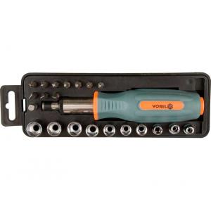 Отвертка Vorel 60976 с трещоткой и битами 22 предмета