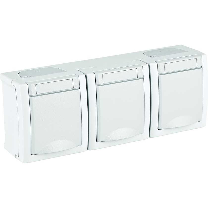 Panasonic Pacific наружн. сер. Розетка 1-гнезд. тройная блок с/з WPTC48402WH-BY Panasonic Pacific наружн. сер. Розетка 1-гнезд. тройная блок с/з WPTC48402WH-BY