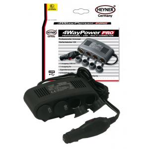 Переходник прикуривателя четырехконтактный 12В+1USB(5в) HEYNER 511