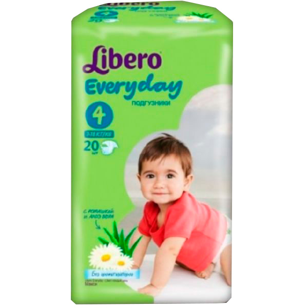 Подгузники д/детей LIBERO EVERYDAY 4 Макси (7-18кг) 20шт Подгузники д/детей LIBERO EVERYDAY 4 Макси (7-18кг) 20шт