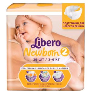 Подгузники д/детей LIBERO NEWBORN 2 Мини (3-6кг) 26шт