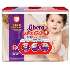 Подгузники-трусики д/детей LIBERO UP&GO 4 Макси (7-11кг) 32шт