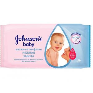 Салфетки влажные JOHNSON`S Нежная забота 64шт дет.