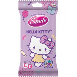 Салфетки влажные SMILE Hello Kitty 15шт. в ассорт. еврослот