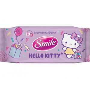 Салфетки влажные SMILE Hello Kitty с клапаном 60 штук