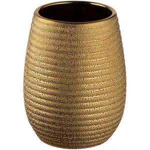 Стакан для ванной комнаты косметический золотой GOLD арт. 6303 (керамика)
