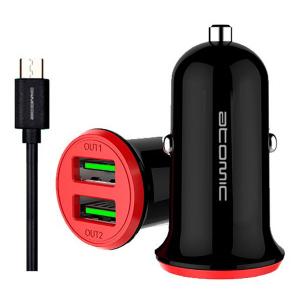 Устройство зарядное автомоб. Atomic C206M с кабелем MICROUSB