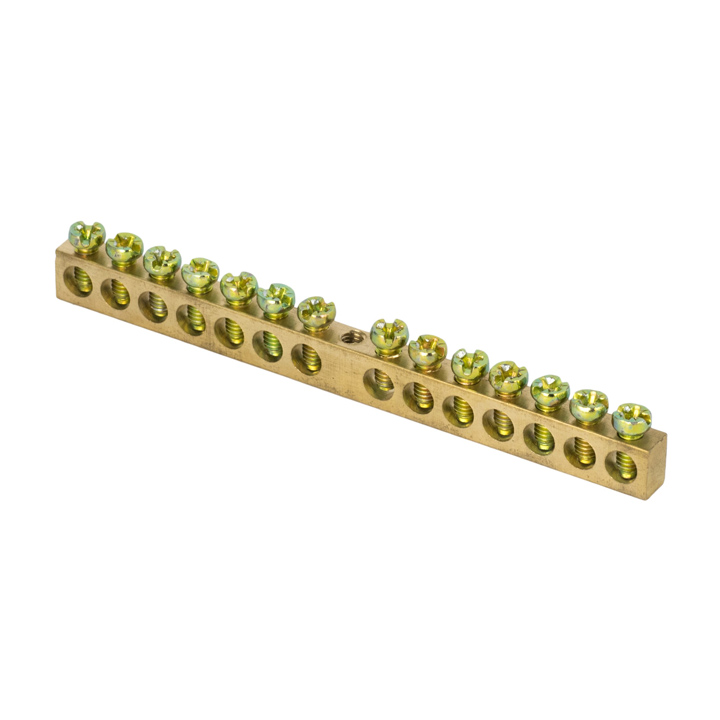 Шина PEN"ноль-земля"(6х9мм) 14 отв.латунь крепеж по центру EKF PROxima sn0 Шина PEN"ноль-земля"(6х9мм) 14 отв.латунь крепеж по центру EKF PROxima sn0