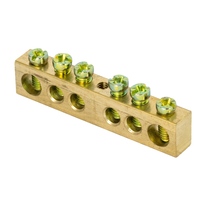 Шина PEN"ноль-земля"(6x9мм) 6 отв.латунь крепеж по центру EKF PROxima sn0 Шина PEN"ноль-земля"(6x9мм) 6 отв.латунь крепеж по центру EKF PROxima sn0